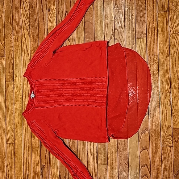 Lucky Brand Red Sweater with sheer back medium - Picture 2 of 8